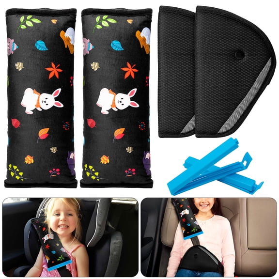Haooryx Animal Pattern Seat Belt Covers, 4 Pack, Plush Shoulder Pads