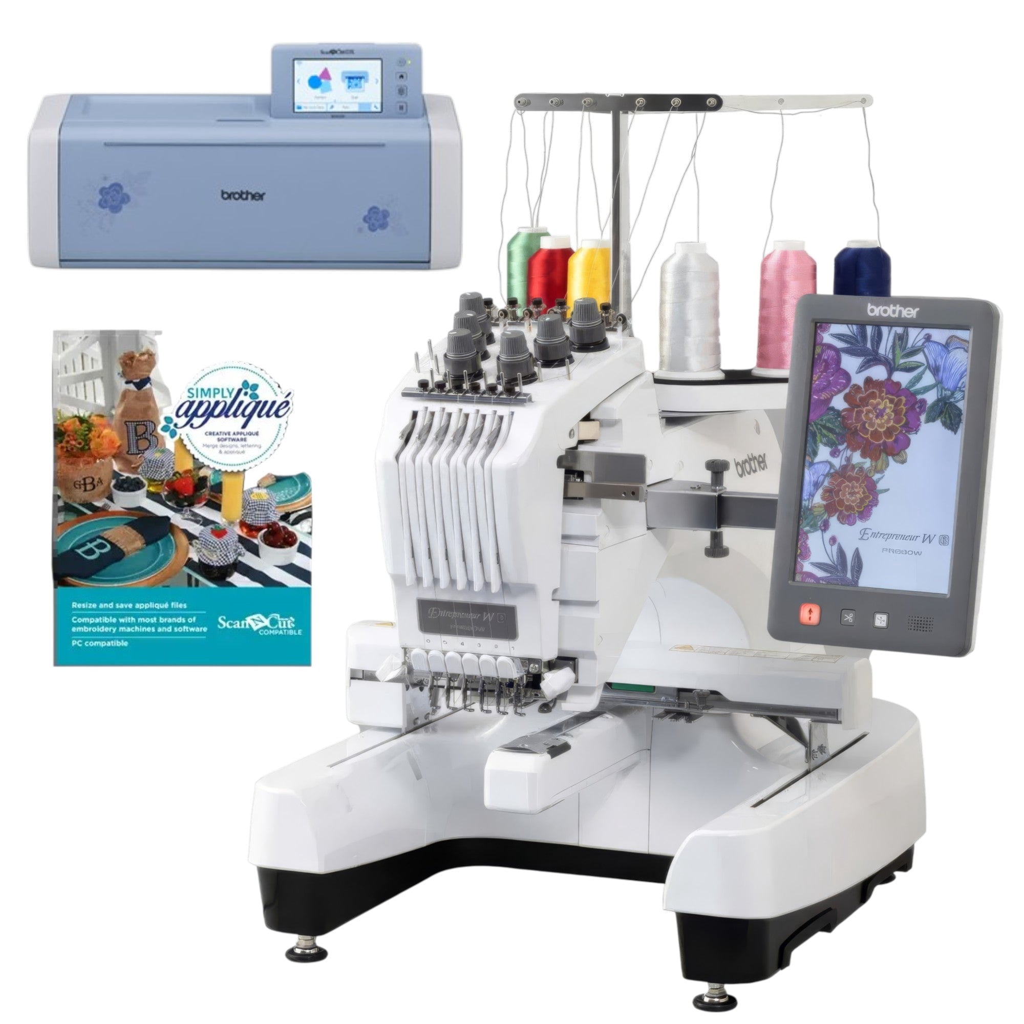 Brother PR680W 6-Needle Embroidery Machine Bundle with ScanNCut SDX325 & Simply Appliqué