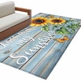 thumbnail image 2 of Yellow Sunflower Runner Rug 2.7x5 FT, Non Slip Entryway Carpet, Butterfly Sunshine Blue Farmhouse Wood Washable Soft Floor Carpet Entrance Mat Non-Shedding Throw Rug for Hallway Laundry Room Bedside, 2 of 9