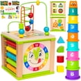 thumbnail image 1 of TOYVENTIVE Cubo de actividades de madera, juguetes Montessori, juguete sensorial educativo multiusos para bebés de 1 a 2 años, niños pequeños, niños | Regalo de cumpleaños | Libro adicional de primera, 1 of 5