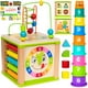 thumbnail image 1 of TOYVENTIVE Cubo de actividades de madera, juguetes Montessori, juguete sensorial educativo multiusos para bebés de 1 a 2 años, niños pequeños, niños | Regalo de cumpleaños | Libro adicional de primera, 1 of 5