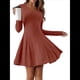 thumbnail image 2 of Vestido de Suéter de Larga, Vestido de Otoño, Cuello Redondo, Cintura Alta, Vestido Ajustado, Vestido Casual para Mujer Rojo Ladrillo L, 2 of 8
