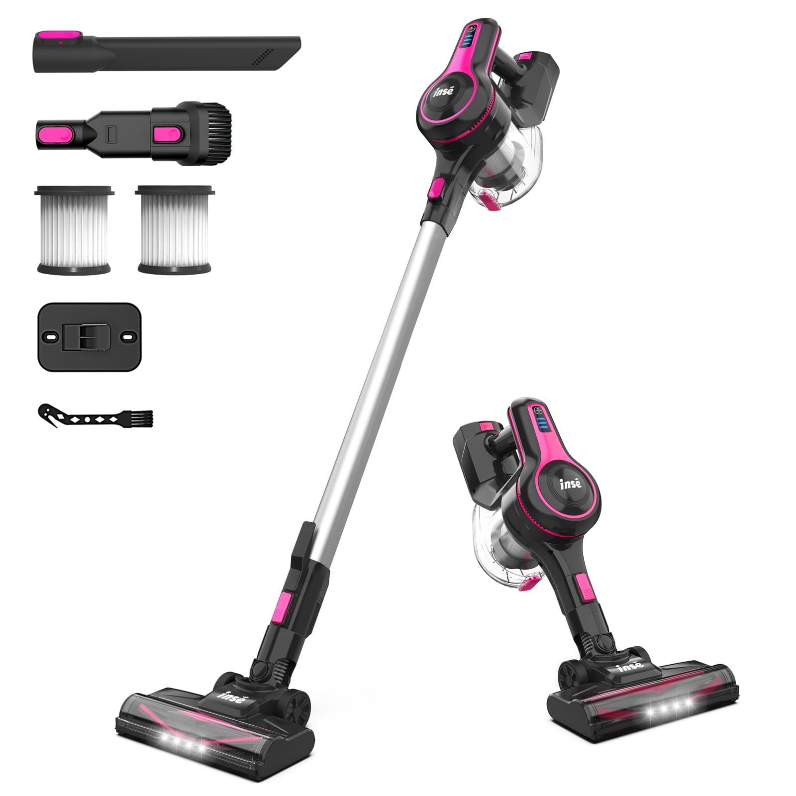 INSE Lightweight Cordless Stick Vacuum Cleaner 25kPa with 45min Runtime for Carpet Floor Pet Hair N520