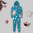 thumbnail image 3 of Mono familiar a juego para Navidad 2024, disfraz de cosplay de una pieza con estampado gráfico de Papá Noel y sombrero de ciervo, ropa de estar clásica para otoño e invierno, atuendo navideño, azul, 3 of 4