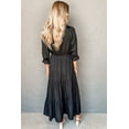 thumbnail image 2 of Women's Black Flounced Sleeve V Neck Maxi Dress – Elegant Tiered Design for Spring Outings | XL, 2 of 7