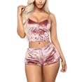 thumbnail image 4 of Conjunto de pantalones cortos de terciopelo sexy para mujer, ropa de dormir, ropa interior, lencería, regalo, rosa, XL Speravity XX000204-12, 4 of 7
