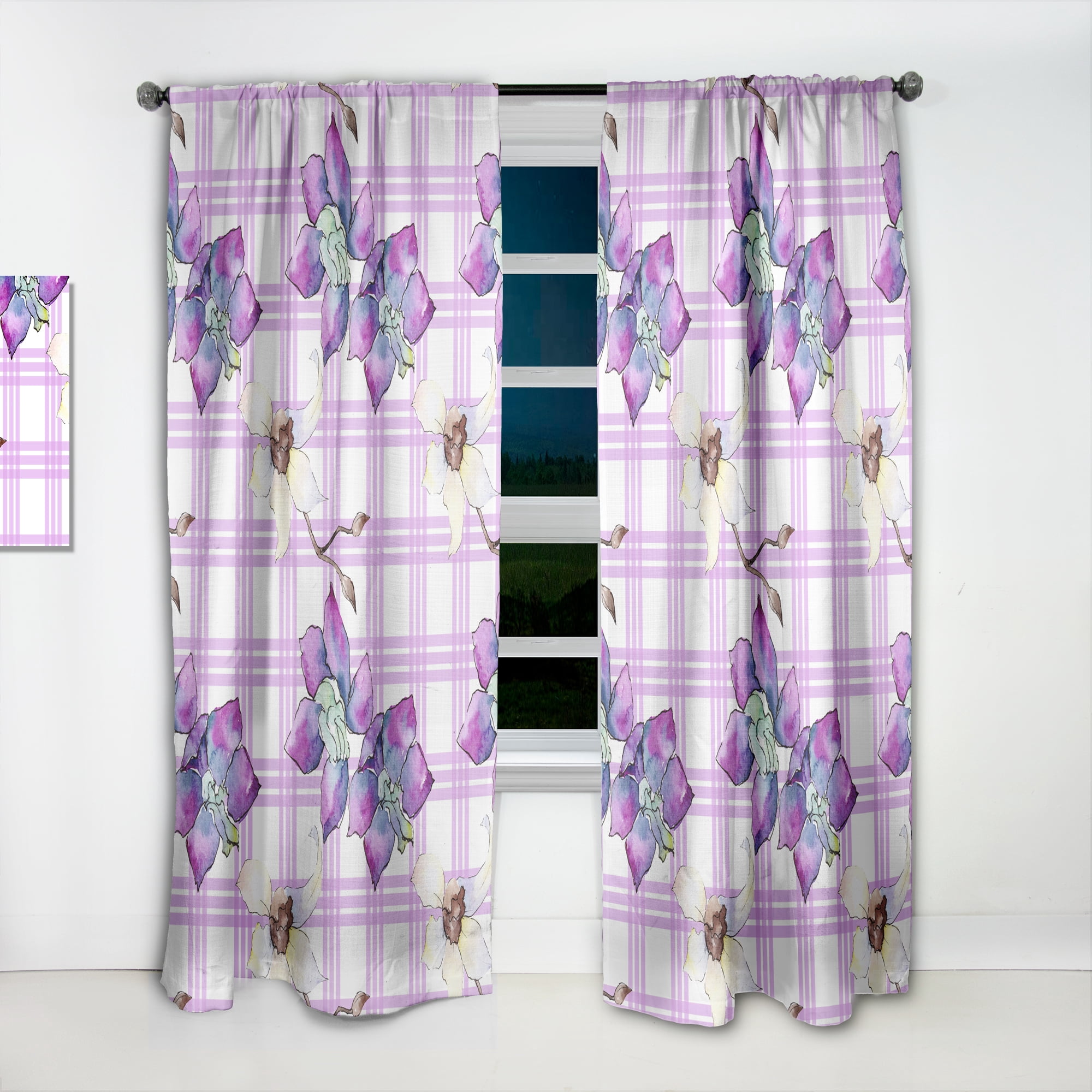 Designart 'Botanical Floral Retro VII' Mid-Century Modern Curtain Panel