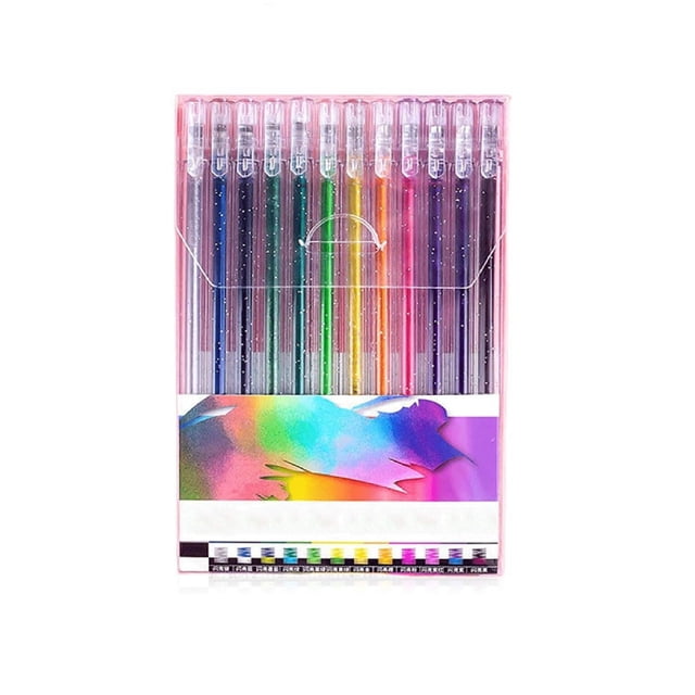Glitter Gel Pen Set Colorful Pens Quick Dry Pens Fine Smooth Writing Pen Teacher Supplies Drawing Sketching Office Pen for Writing, Journaling, Drawing, Coloring, Note-Taking, College Supplies