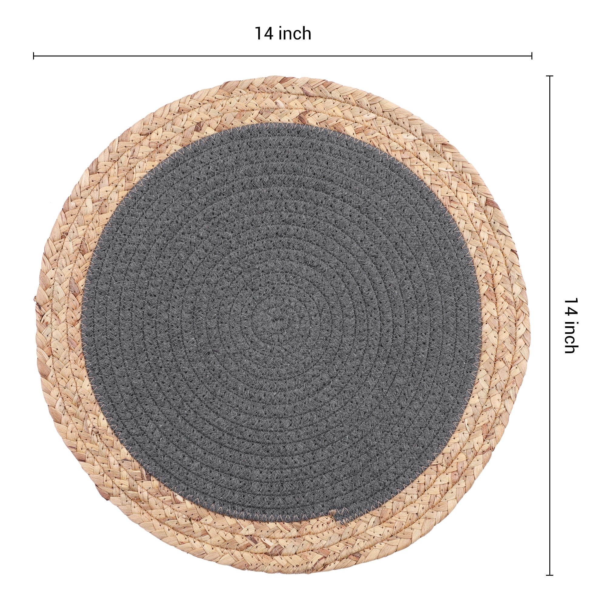 Unique Bargains Set of 4 Placemats for Dining Table Decor Table Mats Dark Gray 14x14in