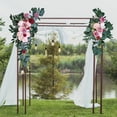 thumbnail image 3 of Rustic Fake Rose Flower Swag Green Leaves Decorative Handmade Hanging Artificial Flower Swag for Centerpiece Backdrop Table Arbor Decoration , Pink, 3 of 5