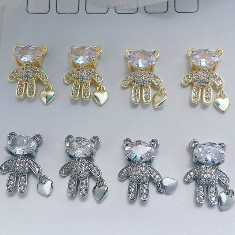 Gold or Silver Teddy Bear Bling Moving Nail Charm – Glitter Planet