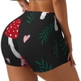 thumbnail image 2 of Sigee Amanita Mushroom Print Women's High Waist Workout Shorts - Squat Proof, Tummy Control, Yoga and Gym Activewear-Large, 2 of 9