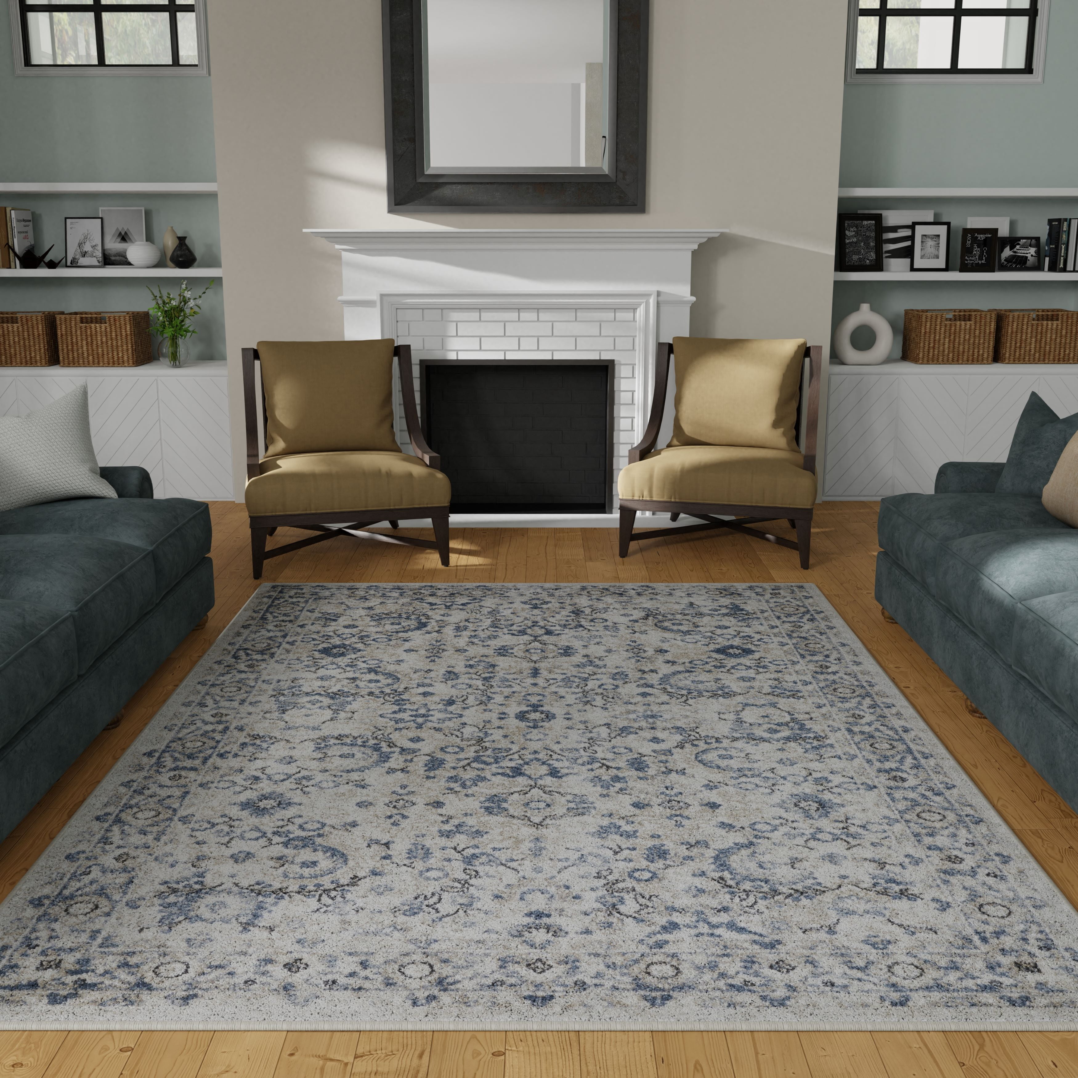 Loomaknoti Kehleigh Otindas 5' x 7' Blue Oriental Indoor Area Rug