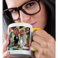 thumbnail image 2 of 3drose, Funny Cute Cool Abstract T-rex Dinosaurs Bride and Groom Wedding, 11oz Two-tone Yellow Mug, 2 of 6