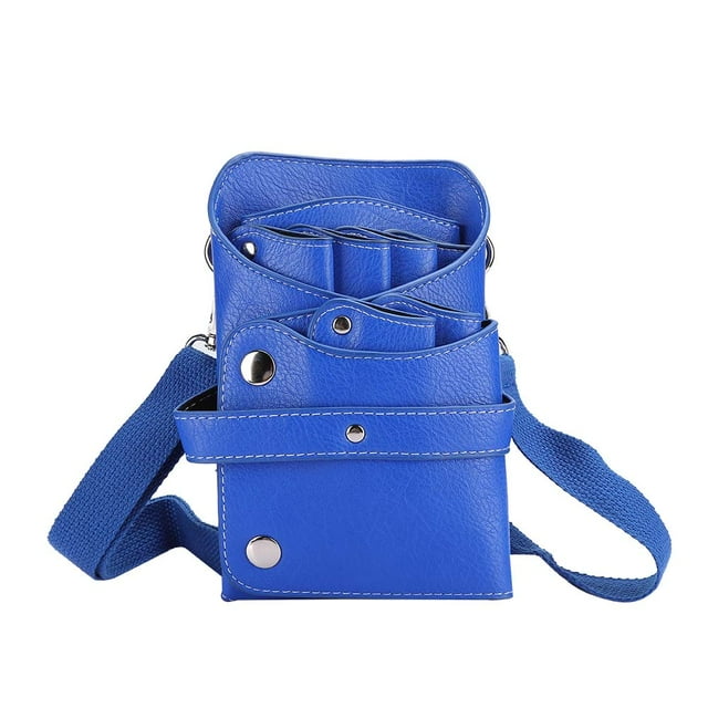 Bolsa de cintura para tijeras de peluquero portátil, peine para cortapelos, bolsa de almacenamiento de herramientas de peluquería, color azul