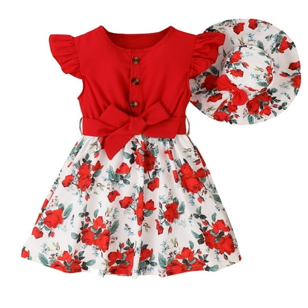 

Pedort Wedding Guest Dresses For Girls Toddler Girls Dress Kids Short Sleeve Casual Cotton Basic Tunic Shirt Playwear Dresses Red 120