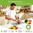 thumbnail image 2 of SYNYLIIFE Titanium Cutting Board Set of 3, Metal Chopping Board for Kitchen, Knife Friendly, Dishwasher Safe, Ideal for Meat, Fruit, Vegetables, 2 of 6