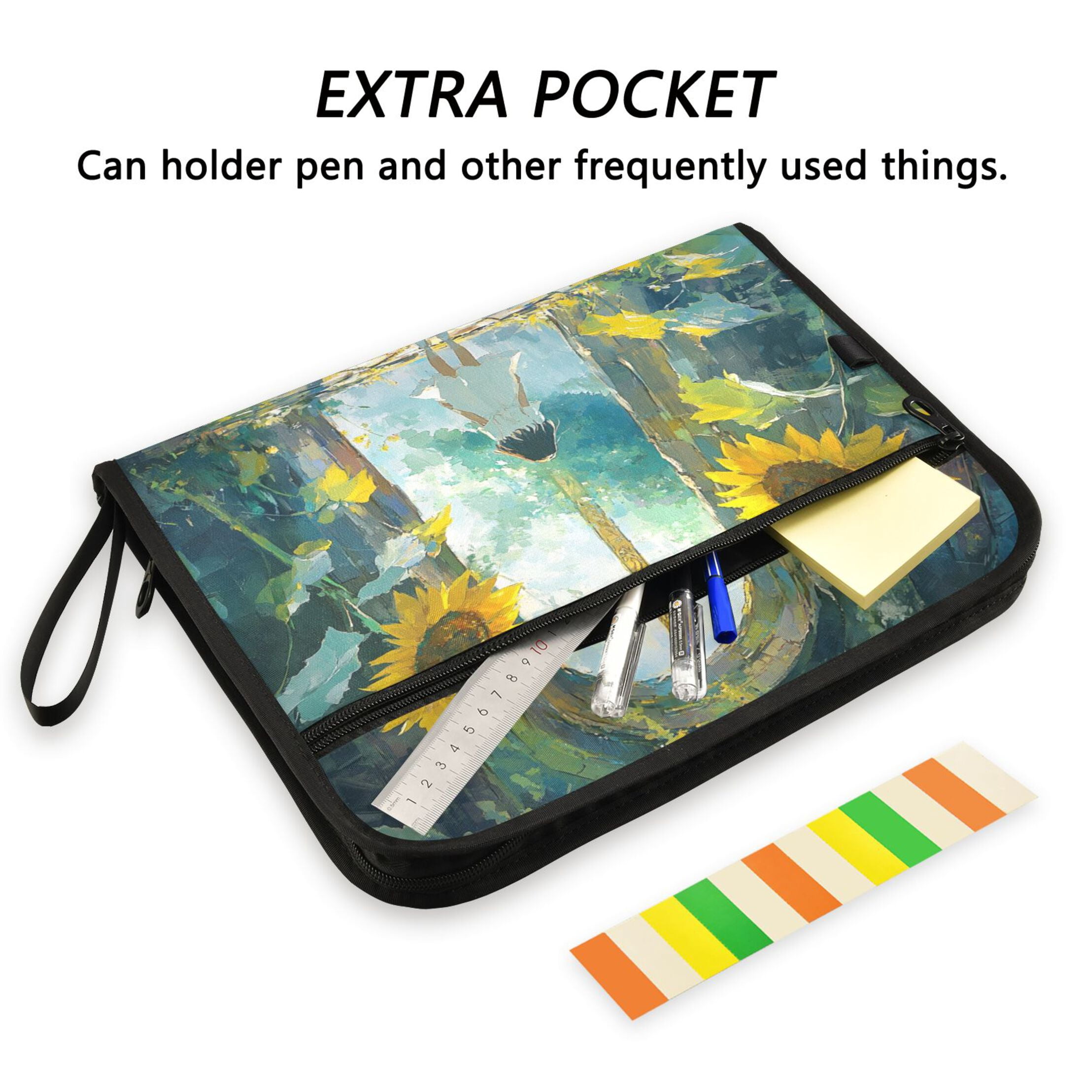 WOBOGO Sunflower Gate Expanding File Folder Letter Size Accordion Filing Organizer 13 Pocket Separate Organ Pocket