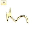 thumbnail image 5 of Nose Screw Rings With Lightning Bolt Top 14K solid gold 20G fit nose piercings, 5 of 5