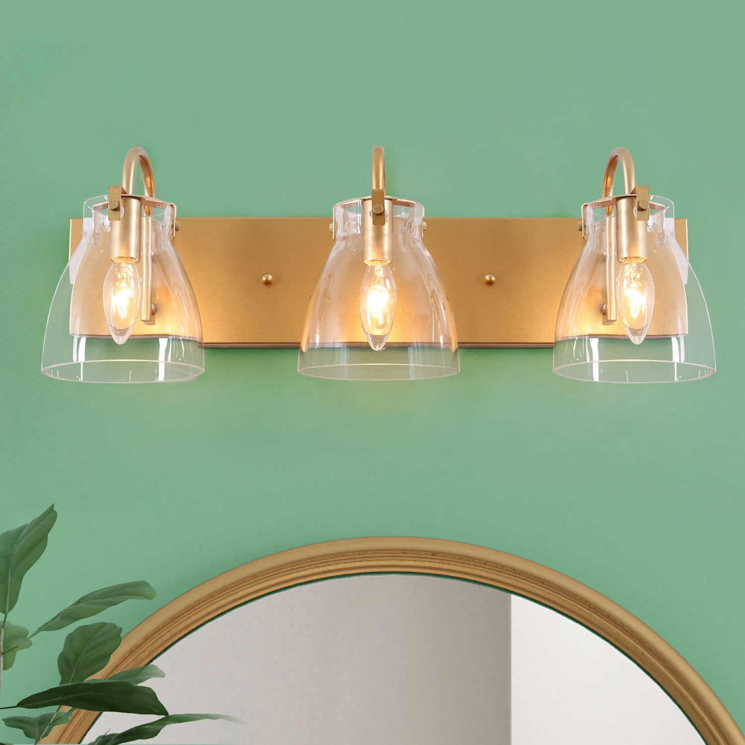 Buy LNC 3Light Modern Gold Bathroom Vanity Lights with Glass Shades