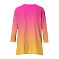 thumbnail image 5 of aidice 3/4 Length Sleeve Womens Tops Casual Round Neck Shirts Loose Comfy Gradient Color Tee Shirts, 5 of 6