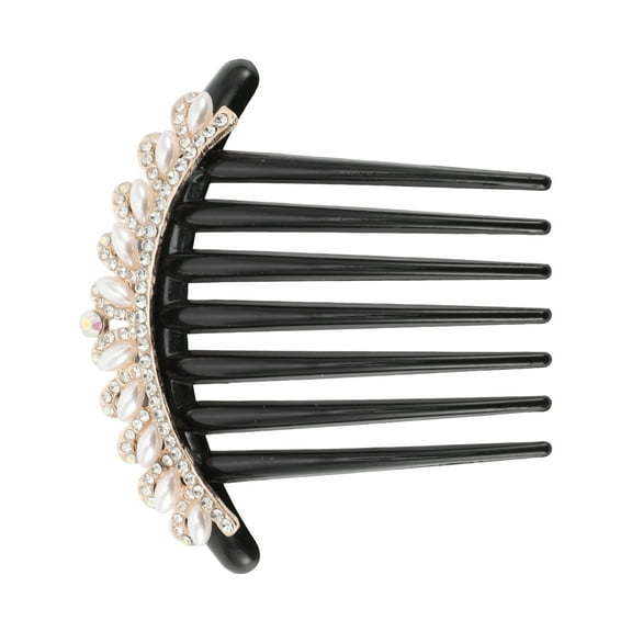 1 Pc Women Faux Pearl Hair Insert Comb for Straight Thick Wavy Curly Hair Black Acrylic Faux Pearl Rhinestone