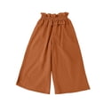 thumbnail image 4 of Gubotare Baby Bloomers for Girls Toddler Boys Girls Wide Leg Cotton Linen Pants Kids Summer Barrel Harem Pants Elastic Waist Long Bloomers 1T 2T (Orange,1-2 Years), 4 of 4