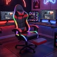 thumbnail image 6 of SOONTRANS Gaming Chair with LED Lights, RGB Gamer Chair with Footrest and Massage, Ergonomic High Back Game Chair for Adults, Reclining Headrest Video Computer Chair,Red, 6 of 11