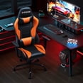 thumbnail image 2 of Homall Gaming Chair Office Chair High Back Racing Computer Chair PU Leather Adjustable Seat Height Swivel Chair Ergonomic Executive Chair with Headrest, Orange, 2 of 8