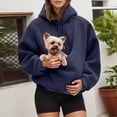 thumbnail image 2 of mgoYE Pet Pouch Hoodies for Women，Oversized Sweatshirt With Pocket Front Carry Pouch for Small And Cats,Puppy Kitten Dogs Holder(Navy,M), 2 of 7