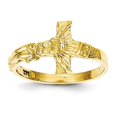 thumbnail image 6 of 14k Yellow Gold Diamond-cut Crucifix Band Ring, 6 of 7