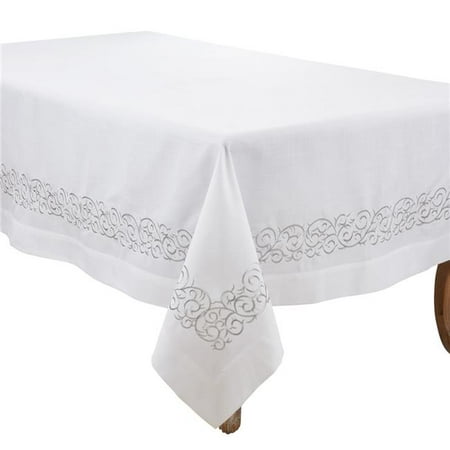 

Saro Lifestyle 8060.S6590B 65 x 90 in. Embroidered Scroll Oblong Tablecloth Silver