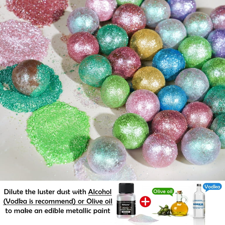 NiHome Edible Food-Grade Glimmer Powder Glitter Luster Dust Metallic Food Decorating Sprinkle Glimmery Dust for Wine Beverage Cake Candy Dessert Bakery Restaurant Vegan (0.18oz/5g, Iridescent)
