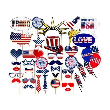 

40pcs of One Set Creative Party Layout Delicate Paper Hanging Funny American Independence Day Photo Props Decorative Card for Party Home Office Shop (Insert Card)