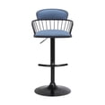 thumbnail image 2 of Nish 25-33 Inch Adjustable Barstool Chair, Soft Blue Fabric, Black Frame, 2 of 4