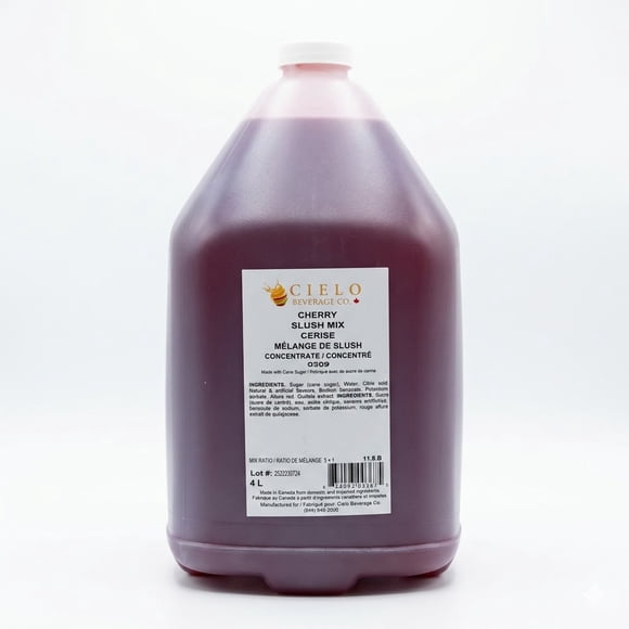 Cielo Beverage Cherry Slushy Syrup 5:1 Concentrate 4 Liter