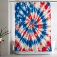 thumbnail image 5 of Blue Red American Flag Shower Curtain Set, Waterproof Shower Curtains for Bathroom, Abstract Art USA Tie-dye Washable Fabric Cloth Bath Curtain for Bathtub Decoration with Hooks 66x72 Inches, 5 of 9