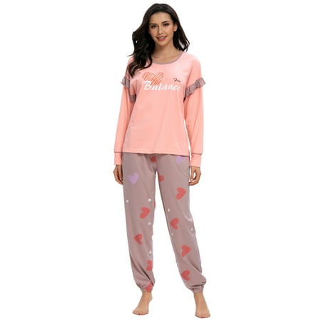 

MintLimit Women s Long Sleeve Pajamas Set Cartoon Sleepwear Loungewear