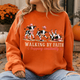 thumbnail image 6 of Christian Day Shirt, Walking by Faith Tripping Constantly Cow Sweatshirt, Funny Christian Hoodie, Faith-Based Easter Gift for Women, 6 of 9
