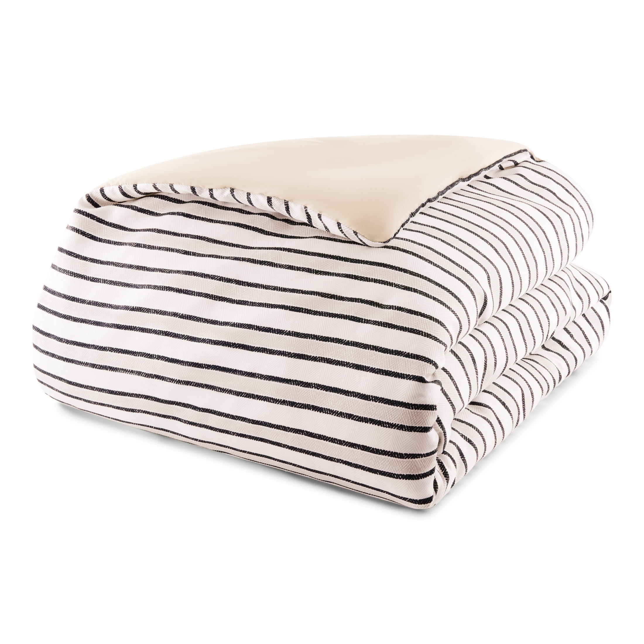 Mainstays Soft Touch Bed in a Bag 11-Piece Reversible Tan & Black Striped Comforter Set with Sheets, King