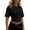 Black, variant on Women's Half Sleeve Cinched Waist Tops Ruched Crew Neck Slim Fitted T Shirts Basic Tee Fashion Going Out Crop Blouses