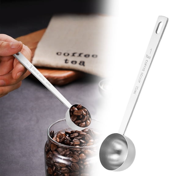 Egooesam Coffee Measuring Scoop, Table Spoons Measuring Spoons, Tsp Scoop Teaspoon, Tablespoon Long Handle Stainless Steel Spoon for Coffee, Milk Powder, Fruit Powder