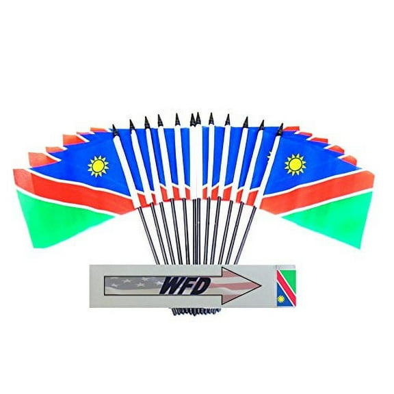 Pack of 12 4"x6" Namibia Polyester Miniature Desk & Little Table Flags, 1 Dozen 4"x 6" Namibian Small Mini Hand Waving Stick Flags