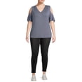 thumbnail image 2 of Terra & Sky Women's Plus Size Cold Shoulder T-Shirt, 2 of 5