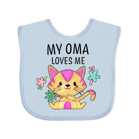 

Inktastic My Oma Loves Me with Cute Kitten and Flowers Gift Baby Boy or Baby Girl Bib