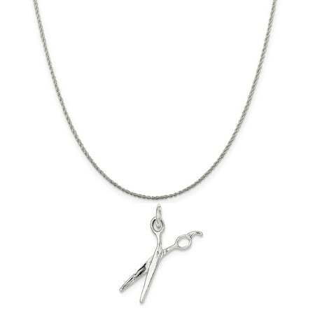 - Sterling Silver Scissors Charm on a Sterling Silver Rope Chain Necklace, 18