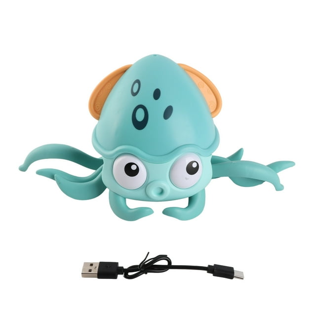 Juguete de cangrejo pulpo gateante, recargable, con luz, automático, música, evita obstáculos, cangrejo pulpo gateante, verde