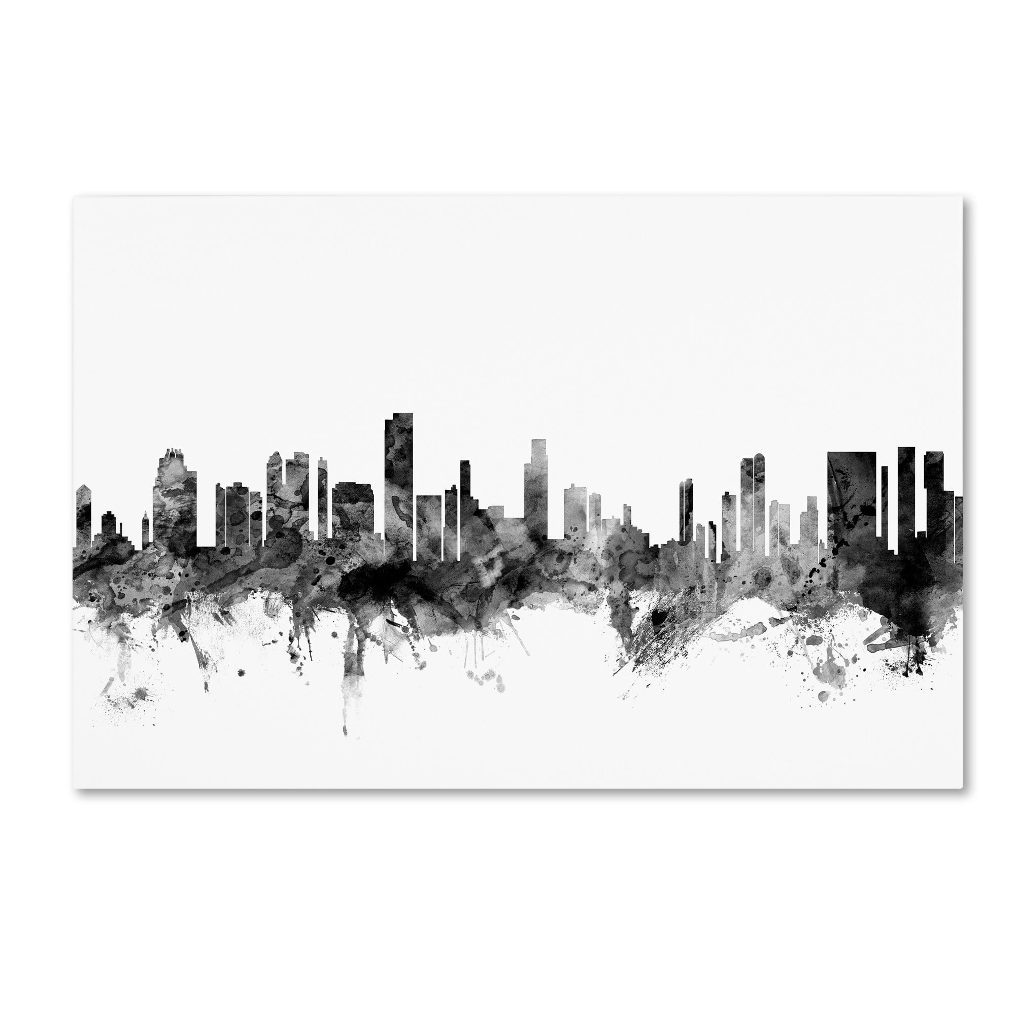 Trademark Fine Art "Honolulu Hawaii Skyline B&W" Canvas Art by Michael Tompsett