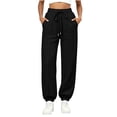 thumbnail image 2 of Karymi Workout Shorts Women Vertical Seam Jogger Sweatpants, Adjustable Drawstring Elastic Waist, Side Pockets, Elastic Ankle Cuffs Loose Fit Solid Trousers, 2 of 6