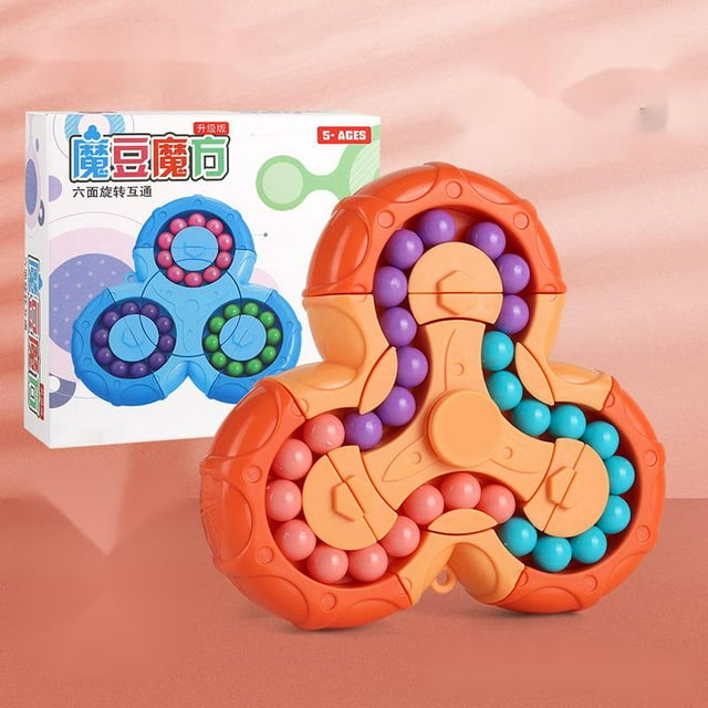 Funny Beads Puzzle Educational Toys, Rotating Magic Bean Cube Spinner, Stress Relief Fidget Hand Sensory Toy